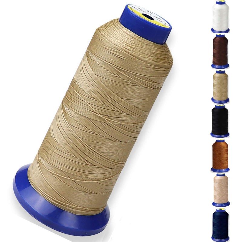 pestor Bonded Nylon Thread for Sewing-Heavy Duty Nylon Thread for Leather, Jeans, Upholstery and Weaving; #69 T70 Size 210D/3 1400 Yardsï¼ˆKhakiï¼‰ - Image 1